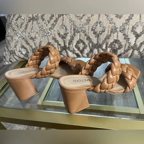 SODA Braided Open Toe Camel Sandal - Picture 2 of 5